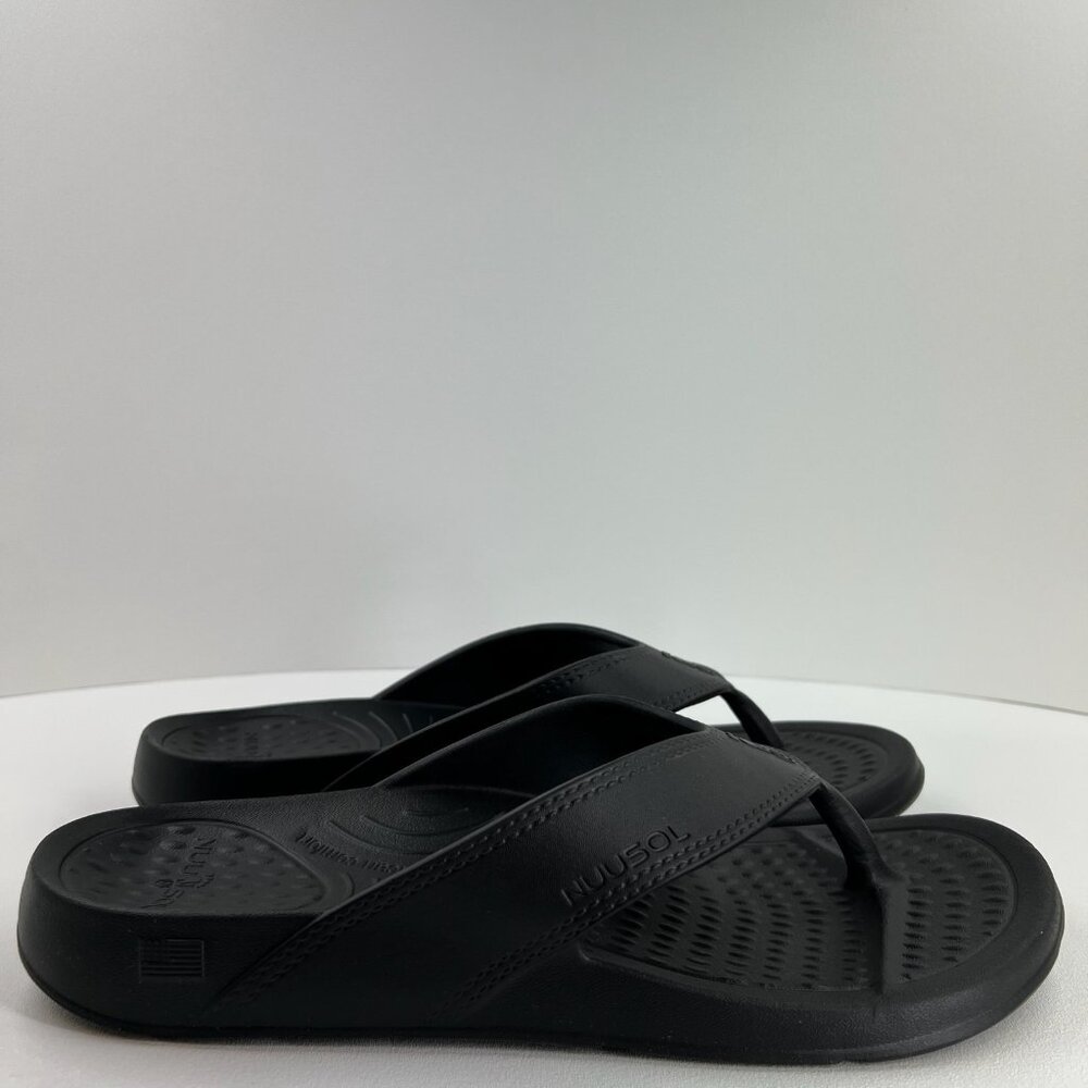 NuuSol Cascade Recovery Flip Flops Mens 15 Slip Resistant Slip On Eclipse Black